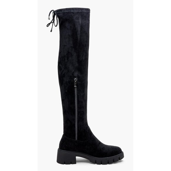 Women's Platform Boots-990-black Over The Knee Thigh High Round Toe Long Boot - Picture 7 of 7